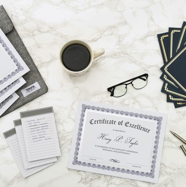 Blue & Silver Foil Certificate Paper - 15 Count Gartner Studios Certificate Paper 36005-S