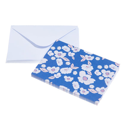 Blue Striped + Flower Notecard Set - 50 Count Gartner Studios Cards - Thank You 59734