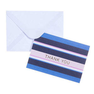 Blue Striped + Flower Notecard Set - 50 Count Gartner Studios Cards - Thank You 59734