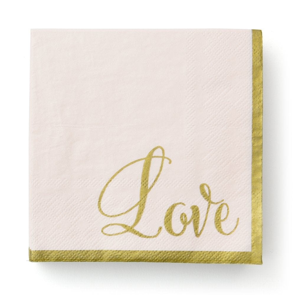 Blush And Gold 'Love' Script Cocktail Napkins Gartner Studios Napkins 37444
