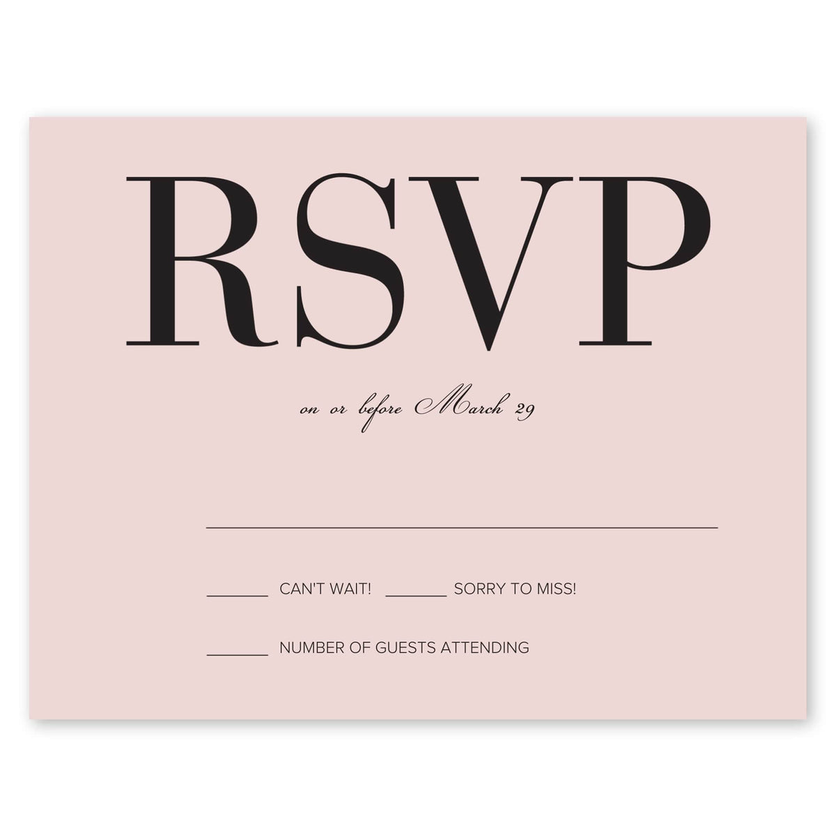 Bold Ampersand Wedding Response Card Blush Gartner Studios Response Cards 97205