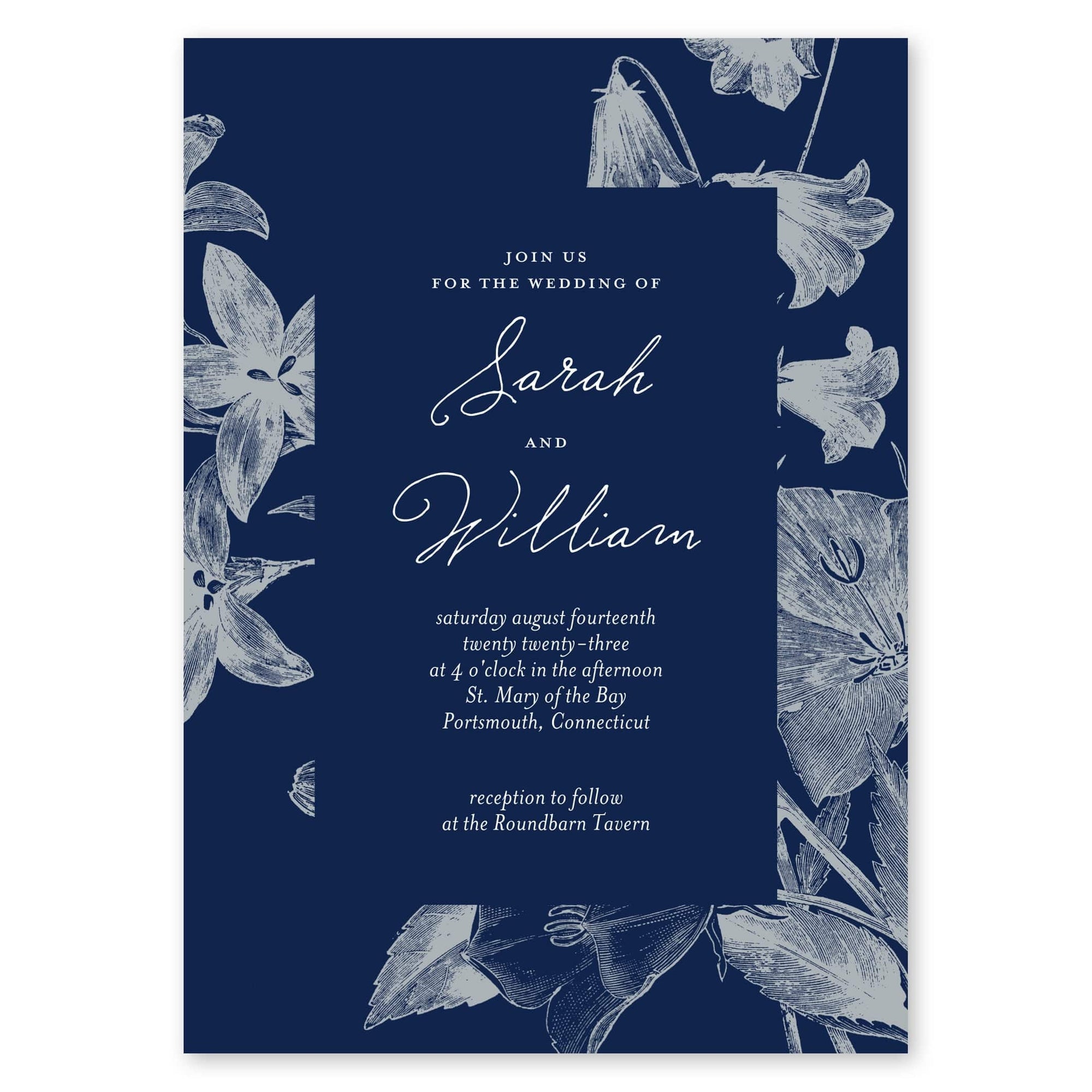 Botanical Frame Wedding Invitation Navy Gartner Studios Wedding Invitation 10457