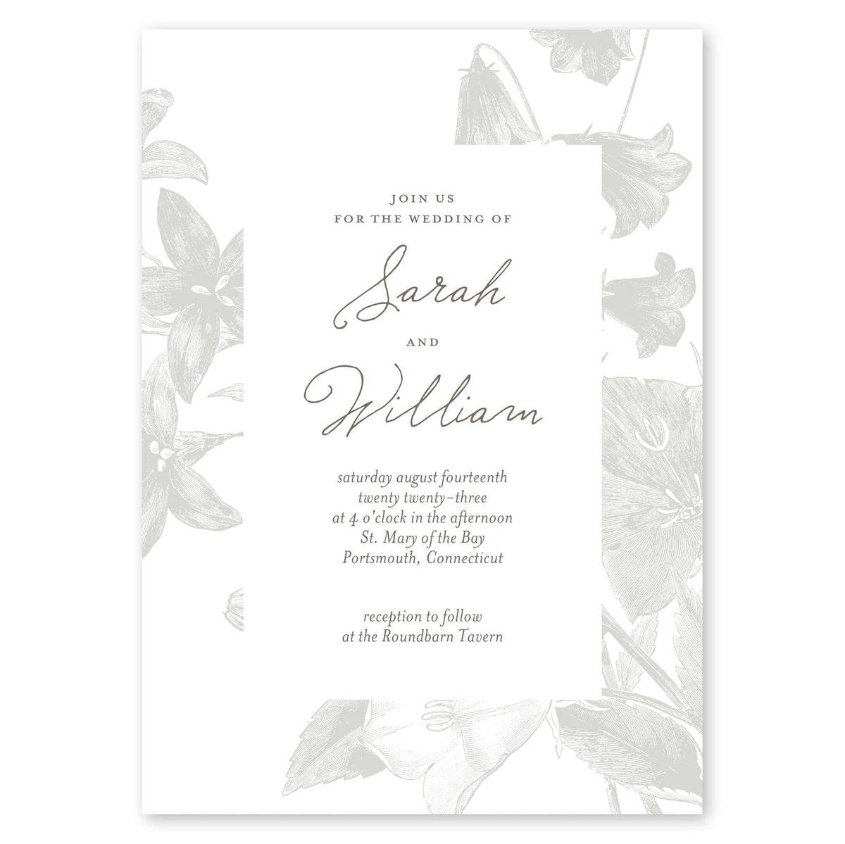 Botanical Frame Wedding Invitation White Gartner Studios Wedding Invitation 10457