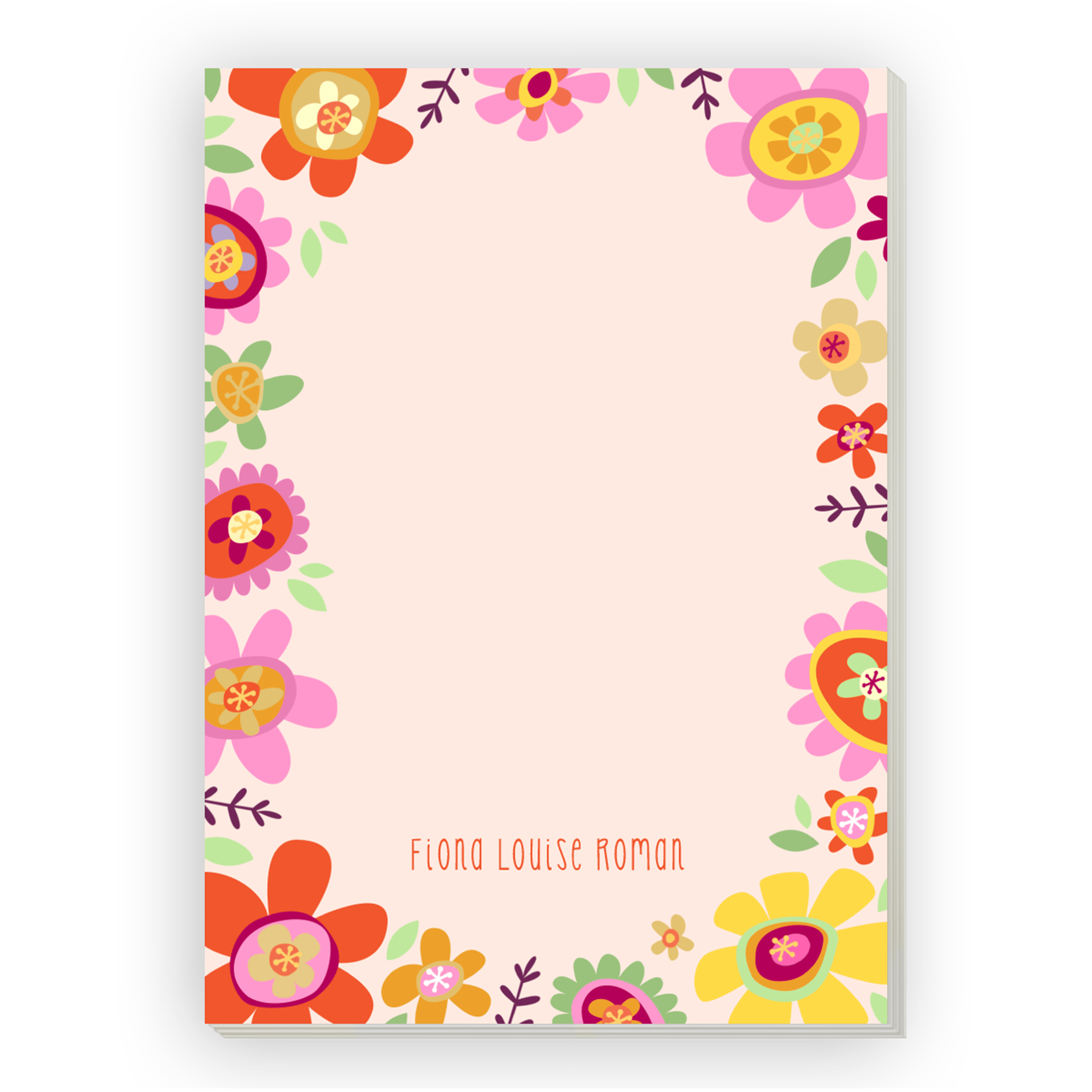 Bright Floral Custom Notepad - 5 x 7 Pink Gartner Studios Notepads 97489