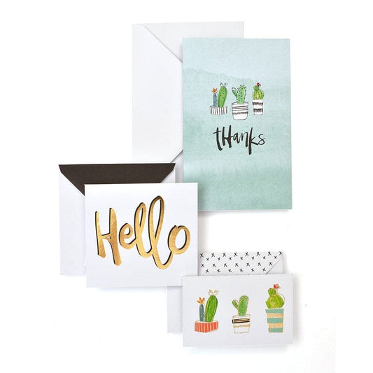 Cactus Doodle Thanks & Note Card Set With Gold Foil Gartner Studios Cards - Thank You 30545
