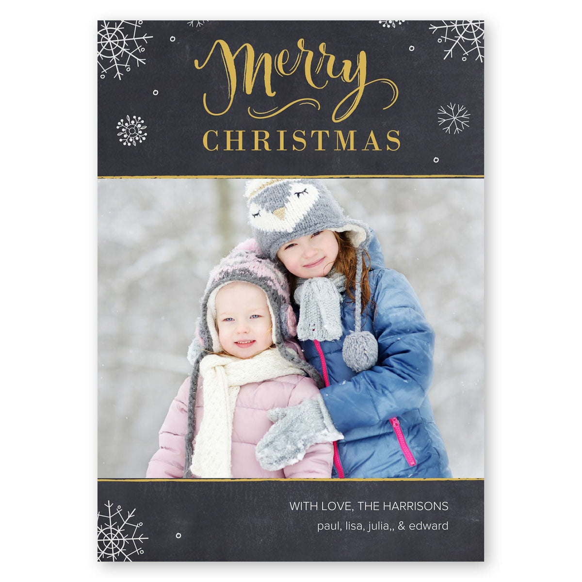 Chalkboard Snow Holiday Card Gold Gartner Studios Christmas Card 95470
