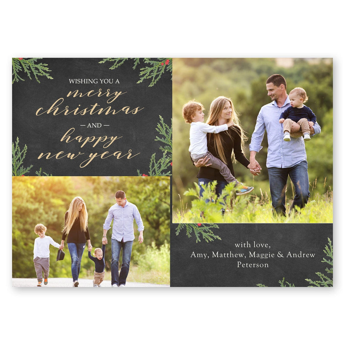 Christmas Sprigs Script Holiday Card Charcoal Gartner Studios Christmas Card 95444