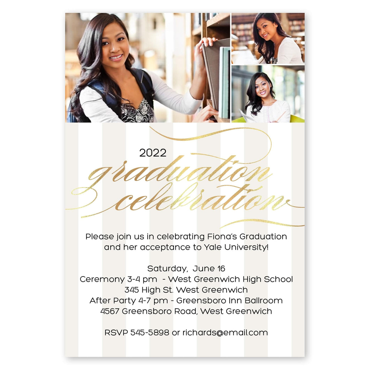 Classic Stripe Graduation Announcement Khaki Gartner Studios Graduation Announcement 97668