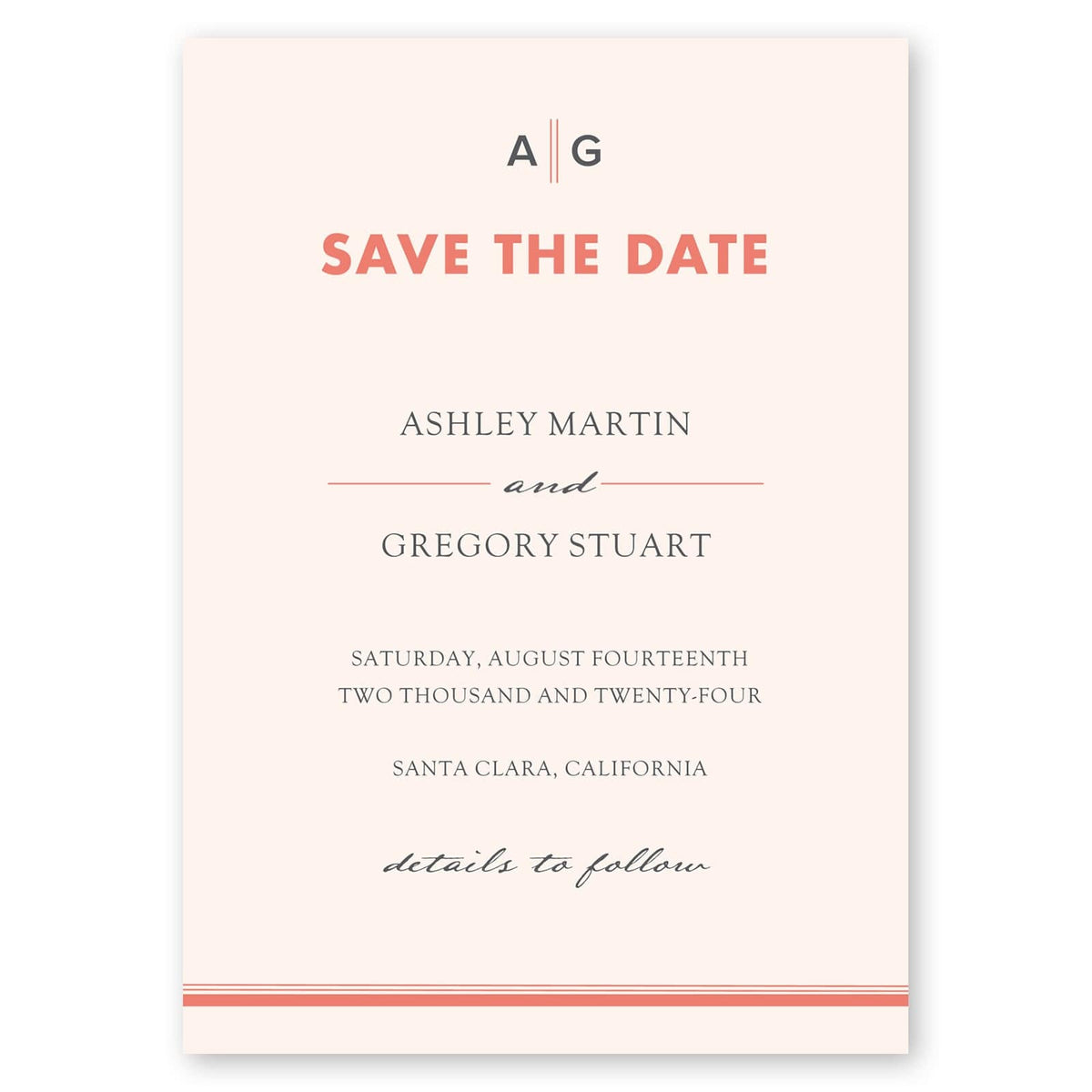 Classic Stripes Save the Date Coral Gartner Studios Save The Dates 96024