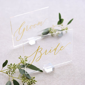 Clear & Gold Foil Bride & Groom Wedding Sign Set Gartner Studios Sign 36161