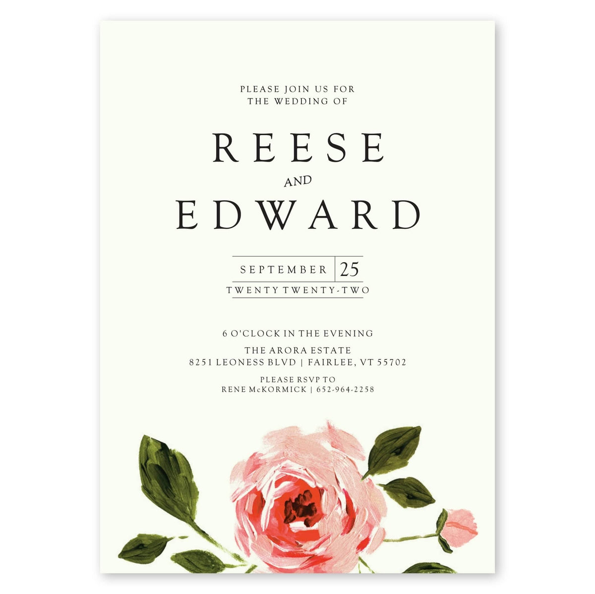 Coral Rose Wedding Invitation Ivory Gartner Studios Wedding Invitation 96957