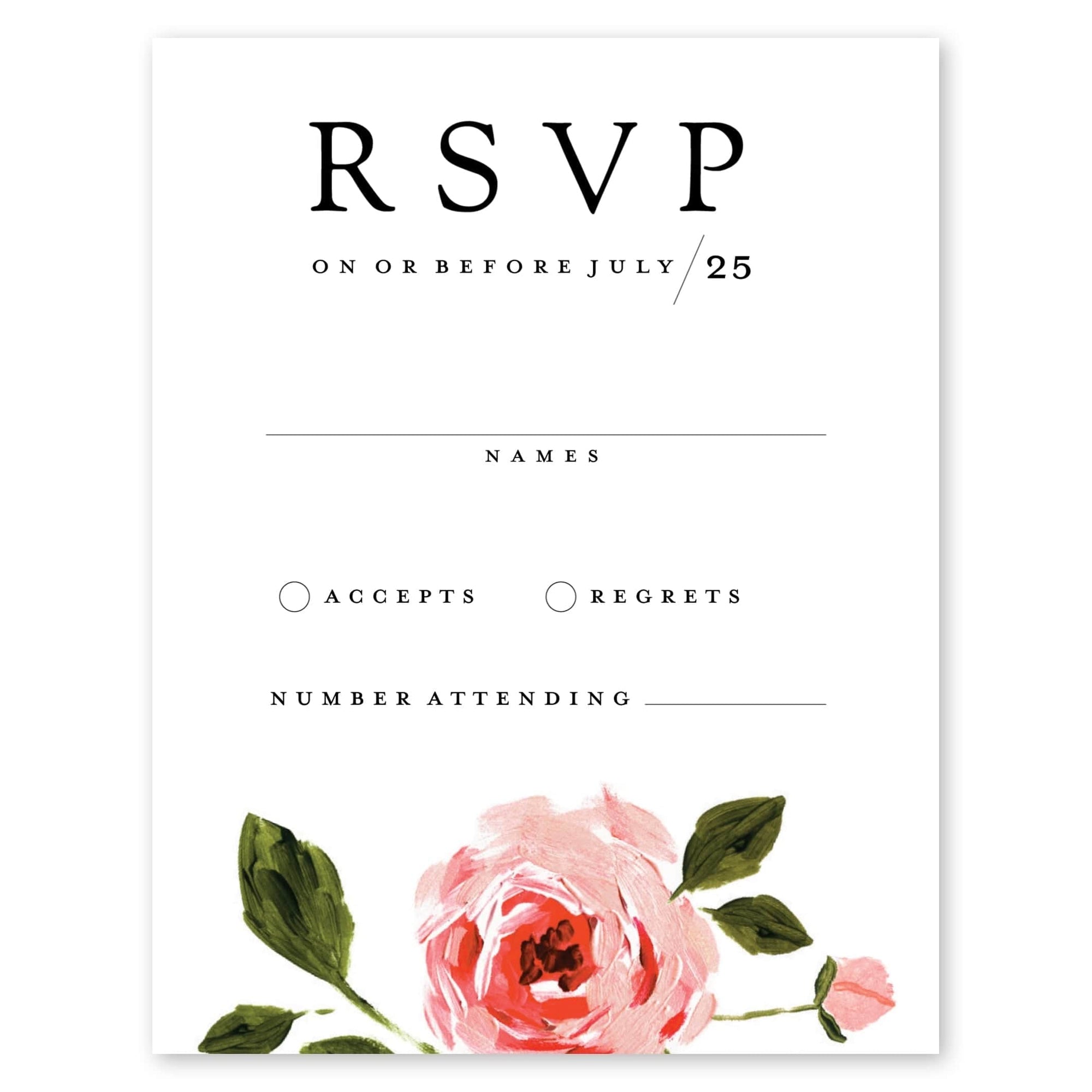 Coral Rose Wedding Response Card Gartner Studios Response Cards 97213