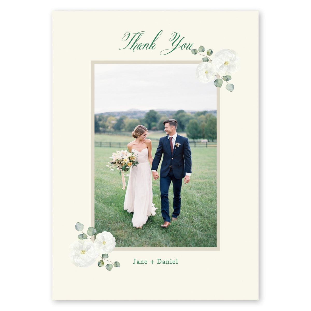 Delicate Wreath Wedding Thank You Ivory Gartner Studios Cards - Thank You 11184