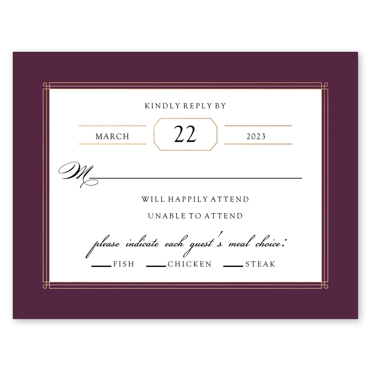 Elegant Lines Wedding Response Card Wine Gartner Studios Response Cards 10600