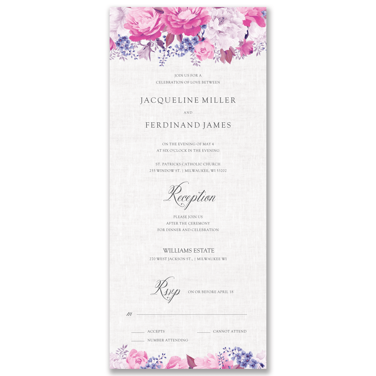 Enchanting Blossoms All-in-One Wedding Invitation Gartner Studios All-in-One Wedding Invitation 98524