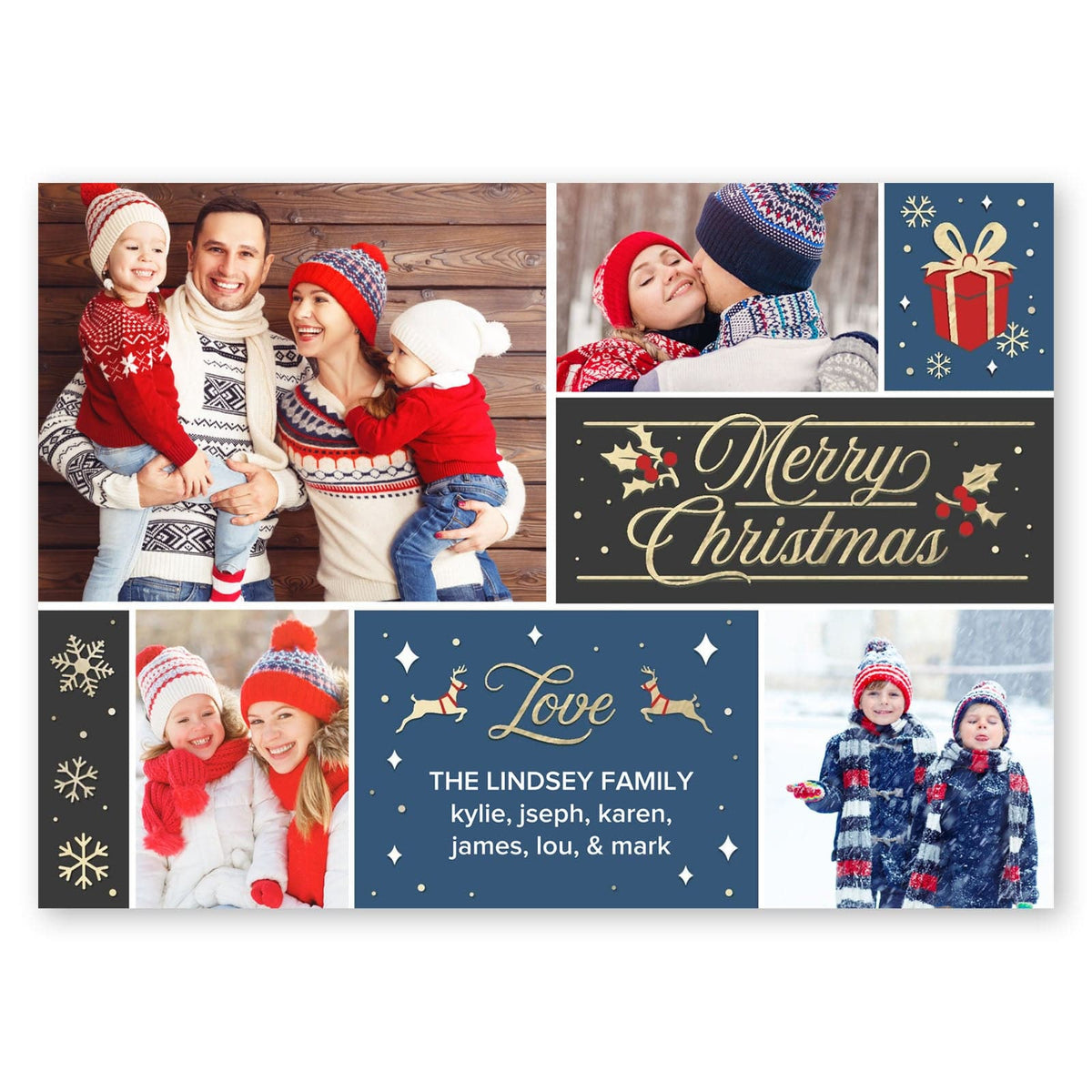 Family Christmas Holiday Card Slate Blue Gartner Studios Christmas Card 95449