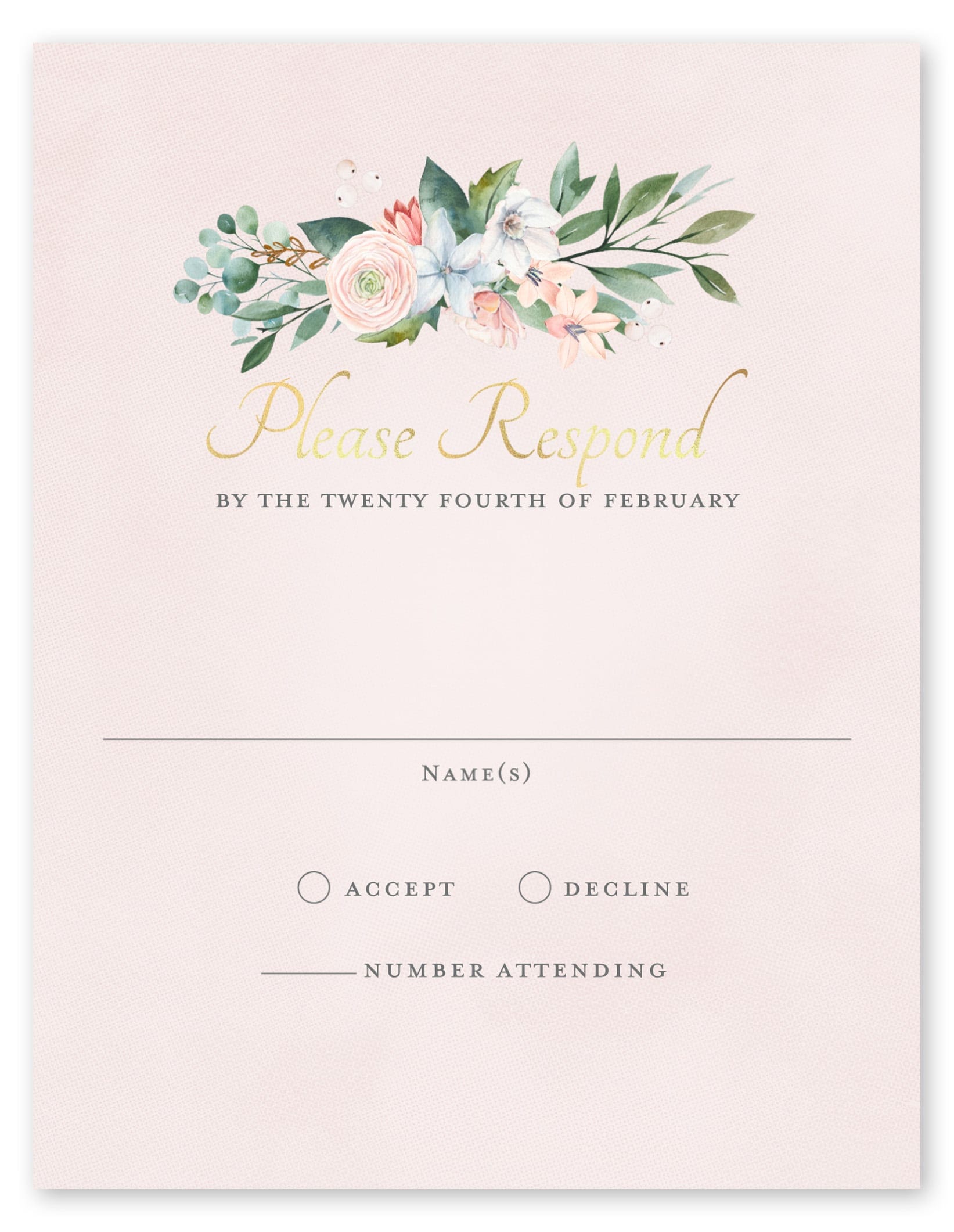 Floral Arch Wedding Response Card Dusty Rose Gartner Studios Response Cards 97192