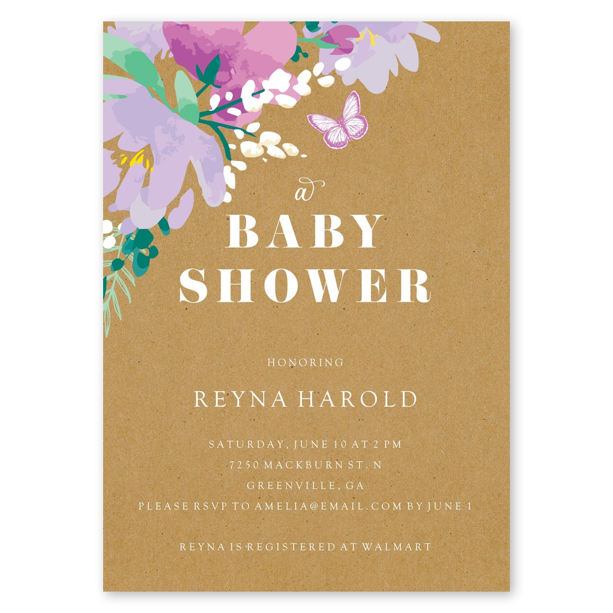 Floral Baby Shower Invitation Lavender Gartner Studios Baby Shower