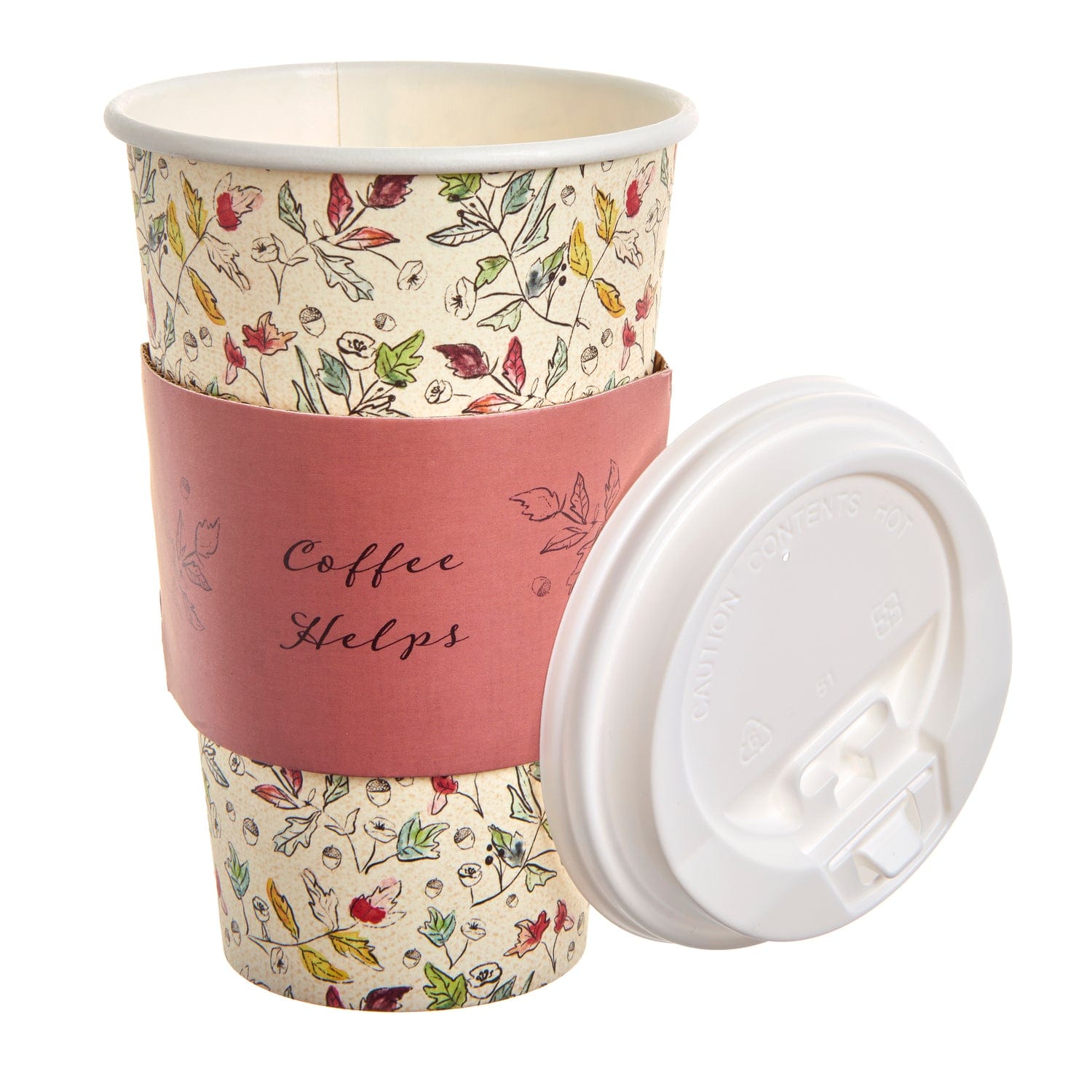Floral 'Coffee Helps' Party Cups - 12 Count Roobee Drinkware 96708