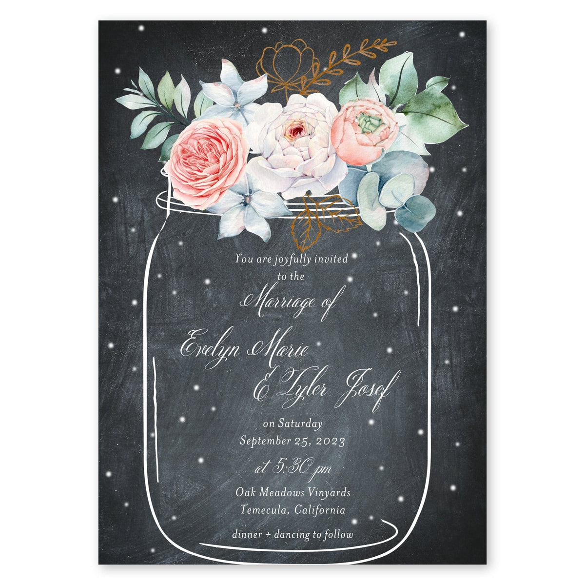Floral Mason Jar Wedding Invitation Black Gartner Studios Wedding Invitation 96937