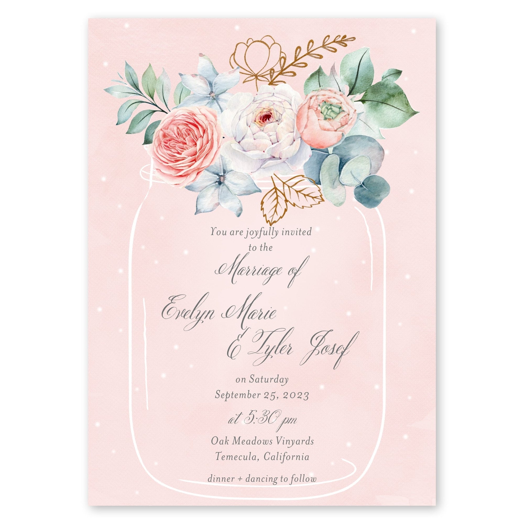 Floral Mason Jar Wedding Invitation Pink Powder Gartner Studios Wedding Invitation 96937