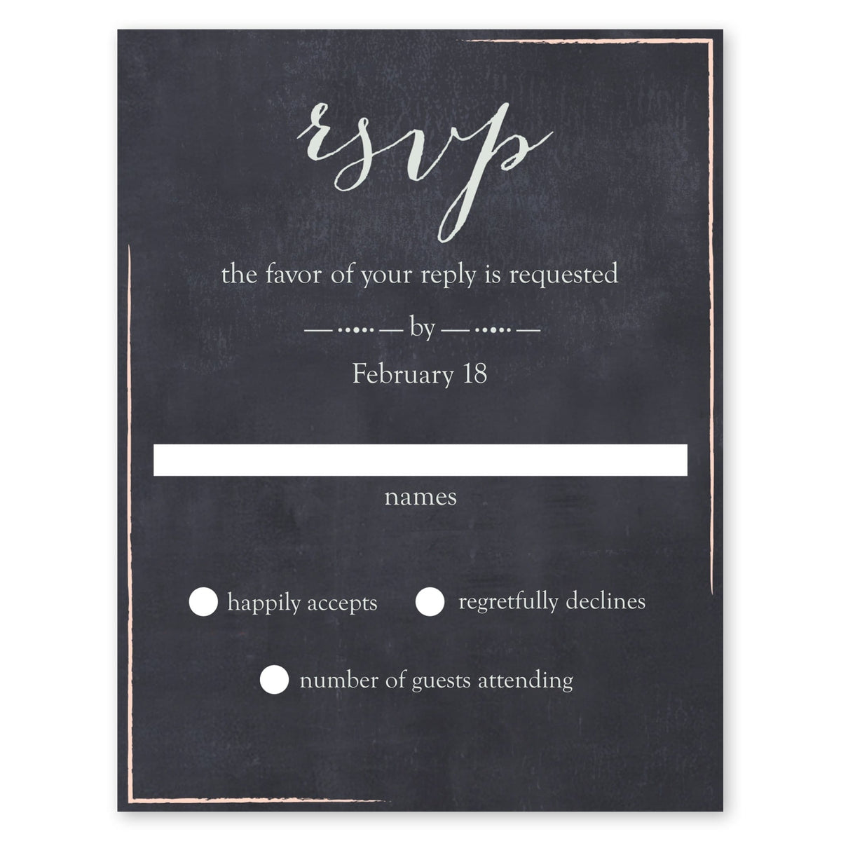 Flourishing Chalkboard Wedding Response Card Blush Gartner Studios Response Cards 97209