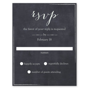 Flourishing Chalkboard Wedding Response Card Charcoal Gartner Studios Response Cards 97209