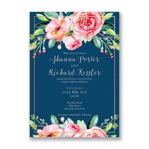 Fresh Floral Foil Wedding Invitation Navy Gartner Studios Wedding Invitation 11437