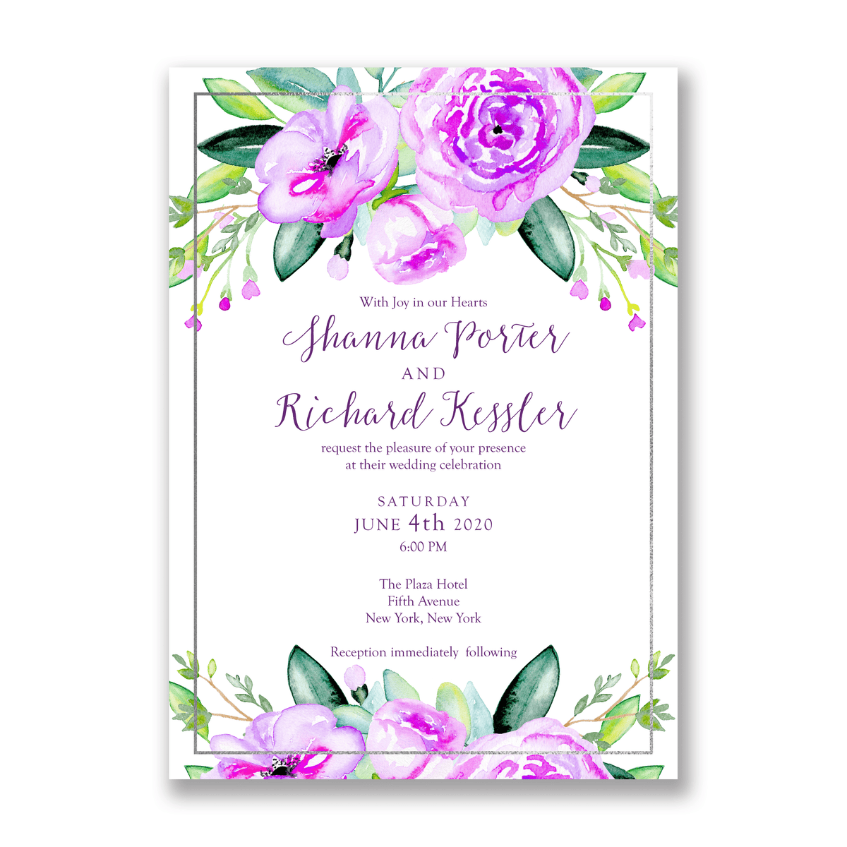 Fresh Floral Foil Wedding Invitation Orchid Gartner Studios Wedding Invitation 11437