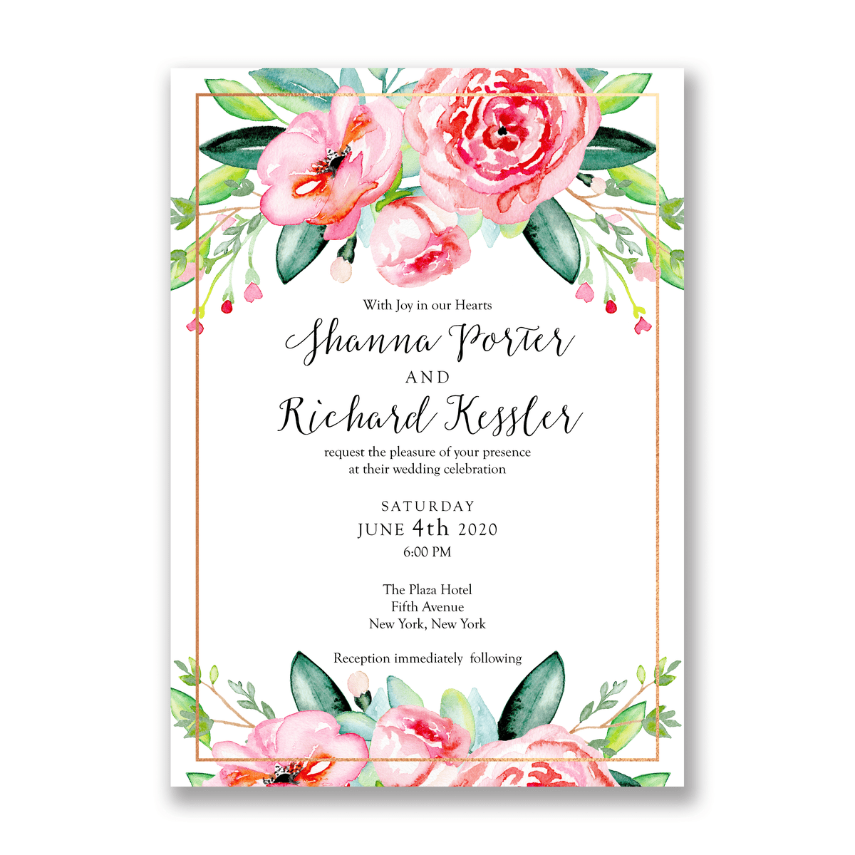 Fresh Floral Foil Wedding Invitation Pink Gartner Studios Wedding Invitation 11437