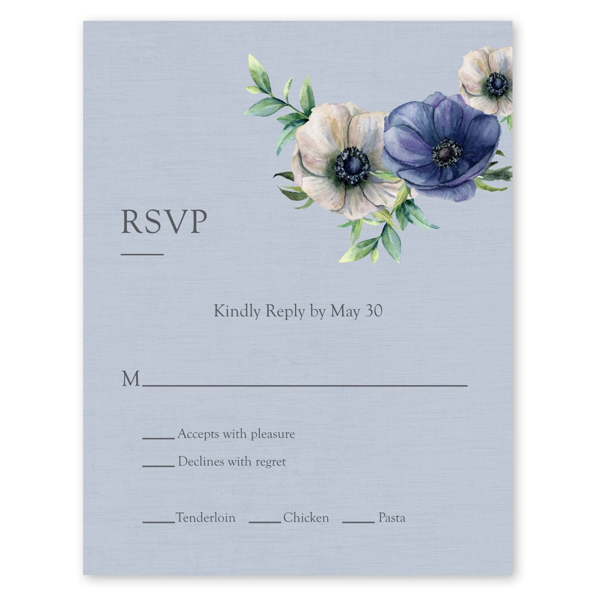 Garden Party Wedding Response Card Slate Blue Gartner Studios Response Cards 97206
