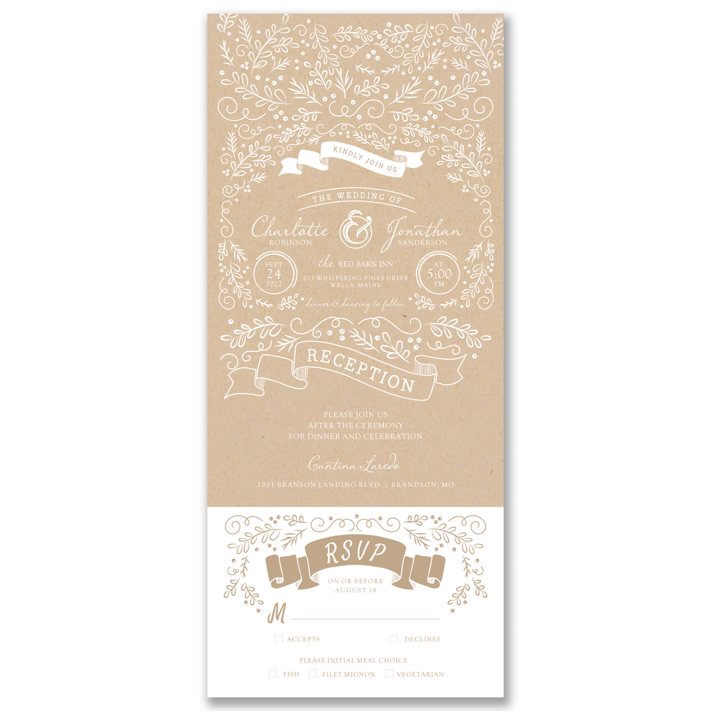 Wedding Scroll Patterns Elegant Floral Wedding Invites Set Of 25 Pcs