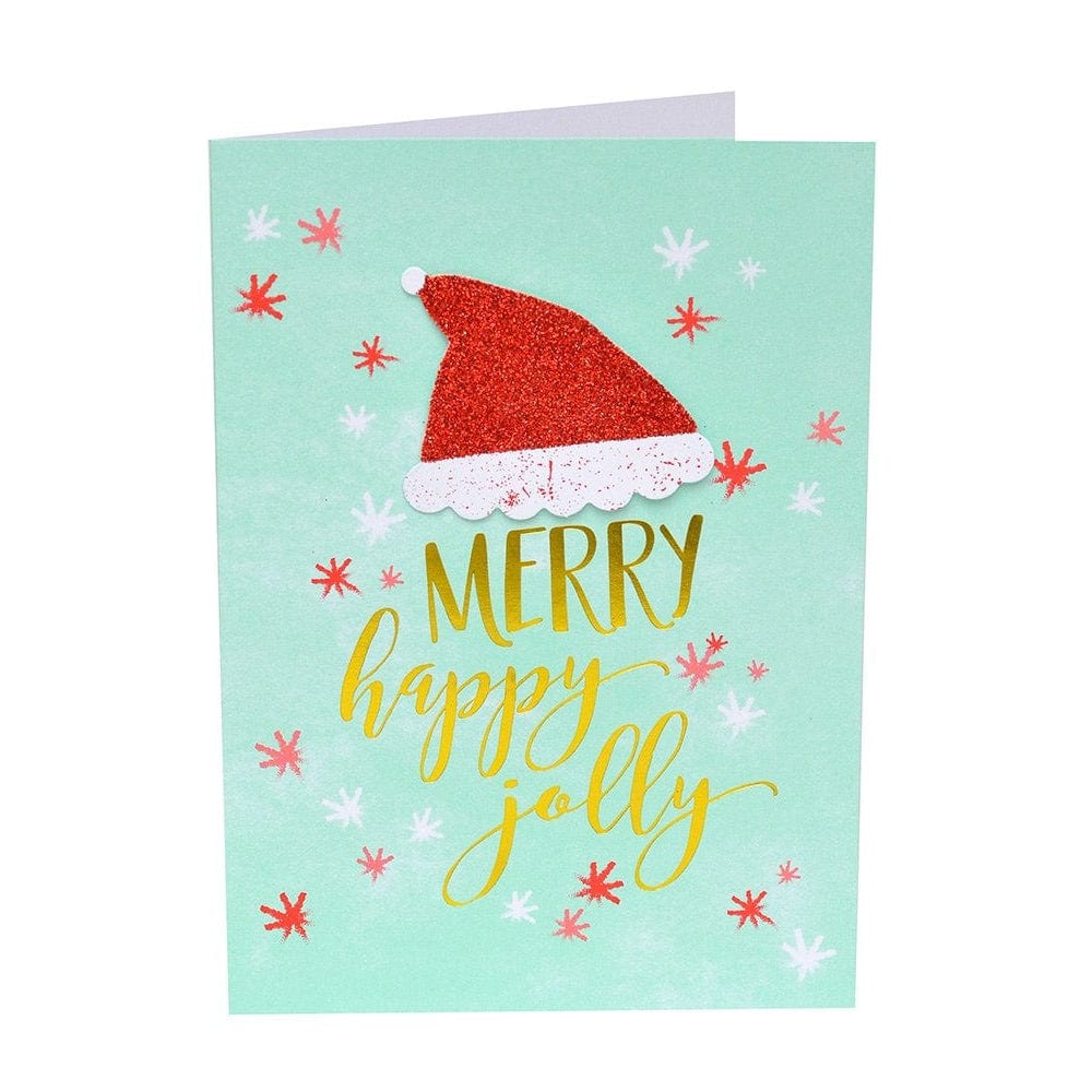 Glitter & Foil 'Merry Happy Jolly' Christmas Card Gartner Studios Cards - Christmas 28523