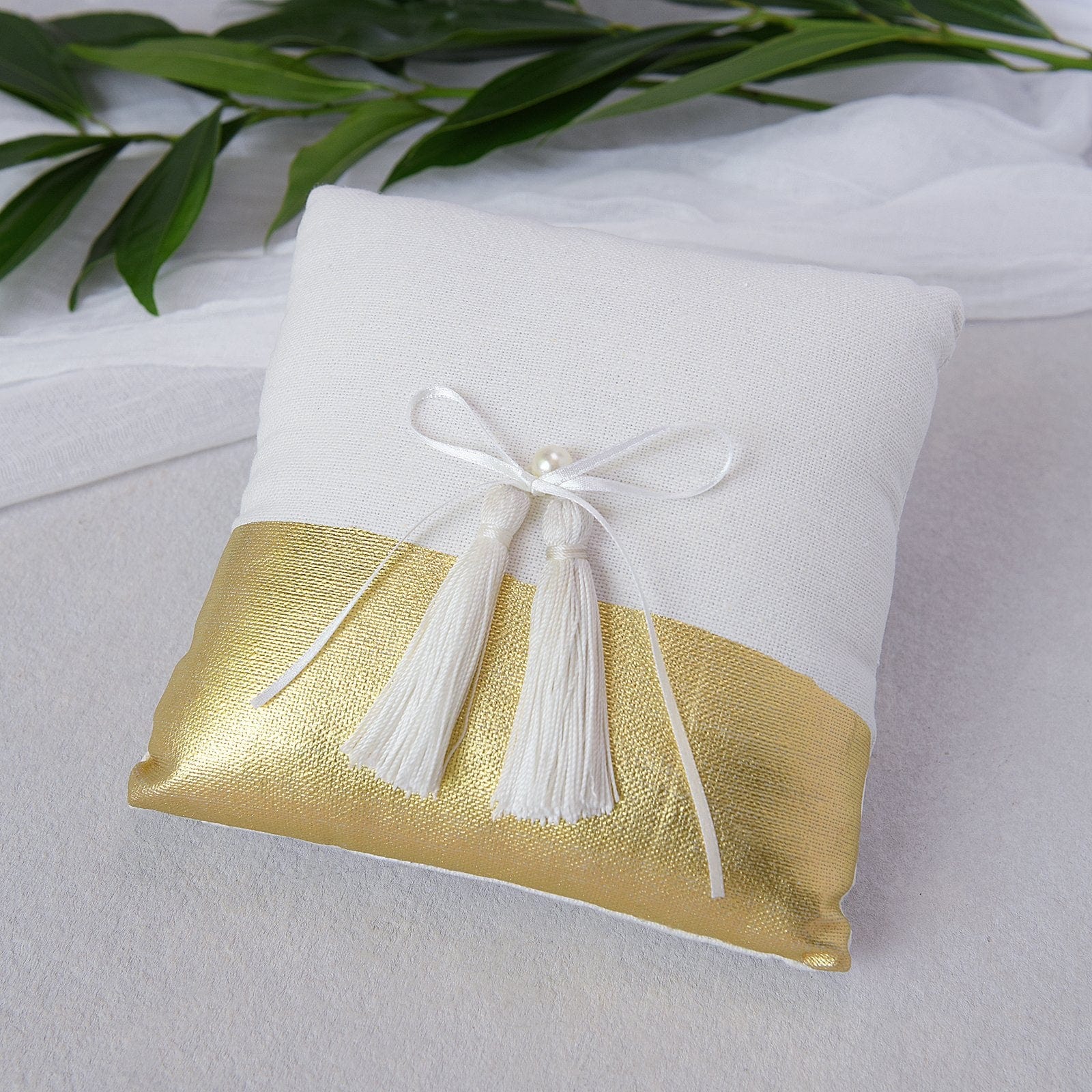 Gold Dipped Ring Bearer Pillow | Style Me Pretty - Gartner Studios