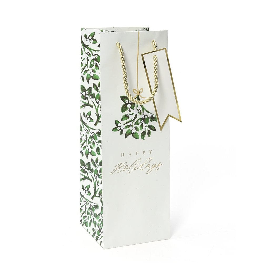 Gold Foil And Mistletoe Wine Bottle Bag Gartner Studios Gift Bags 44270