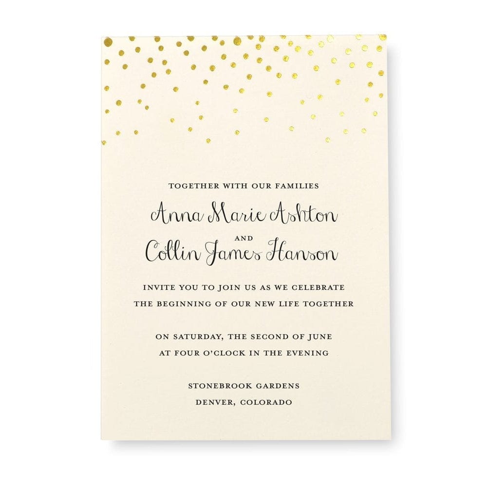 Gold Foil Dots Ivory Print At Home Wedding Invitation Kit Gartner Studios Invitations 12617