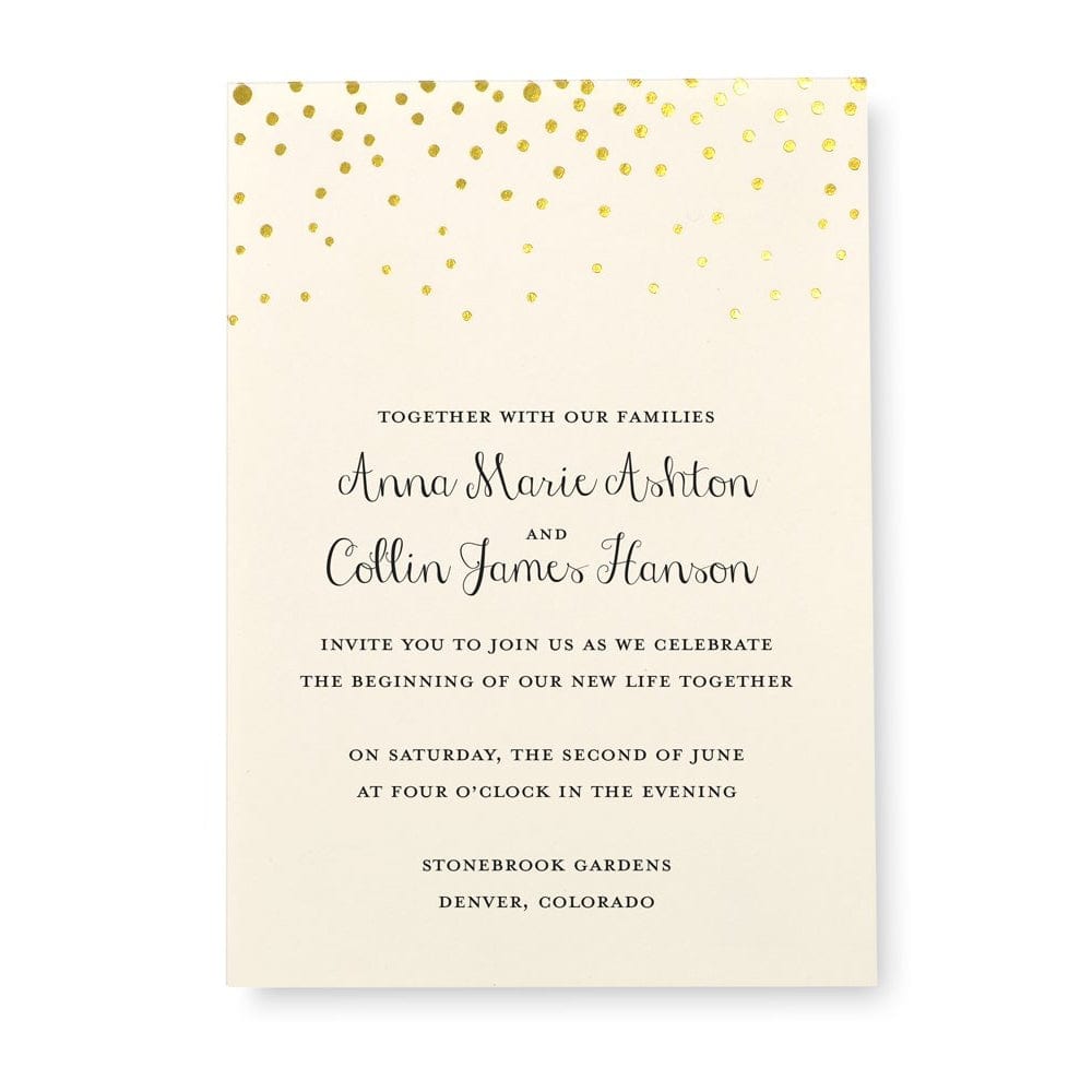 Gold Foil Dots Print At Home Invitation Kit Gartner Studios