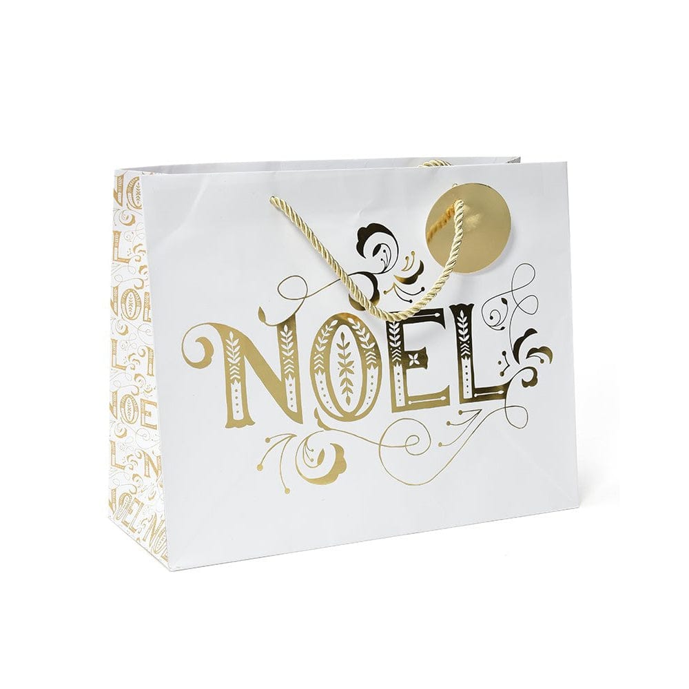 Gold Foil Glam Noel Medium Holiday Gift Bag With Tag