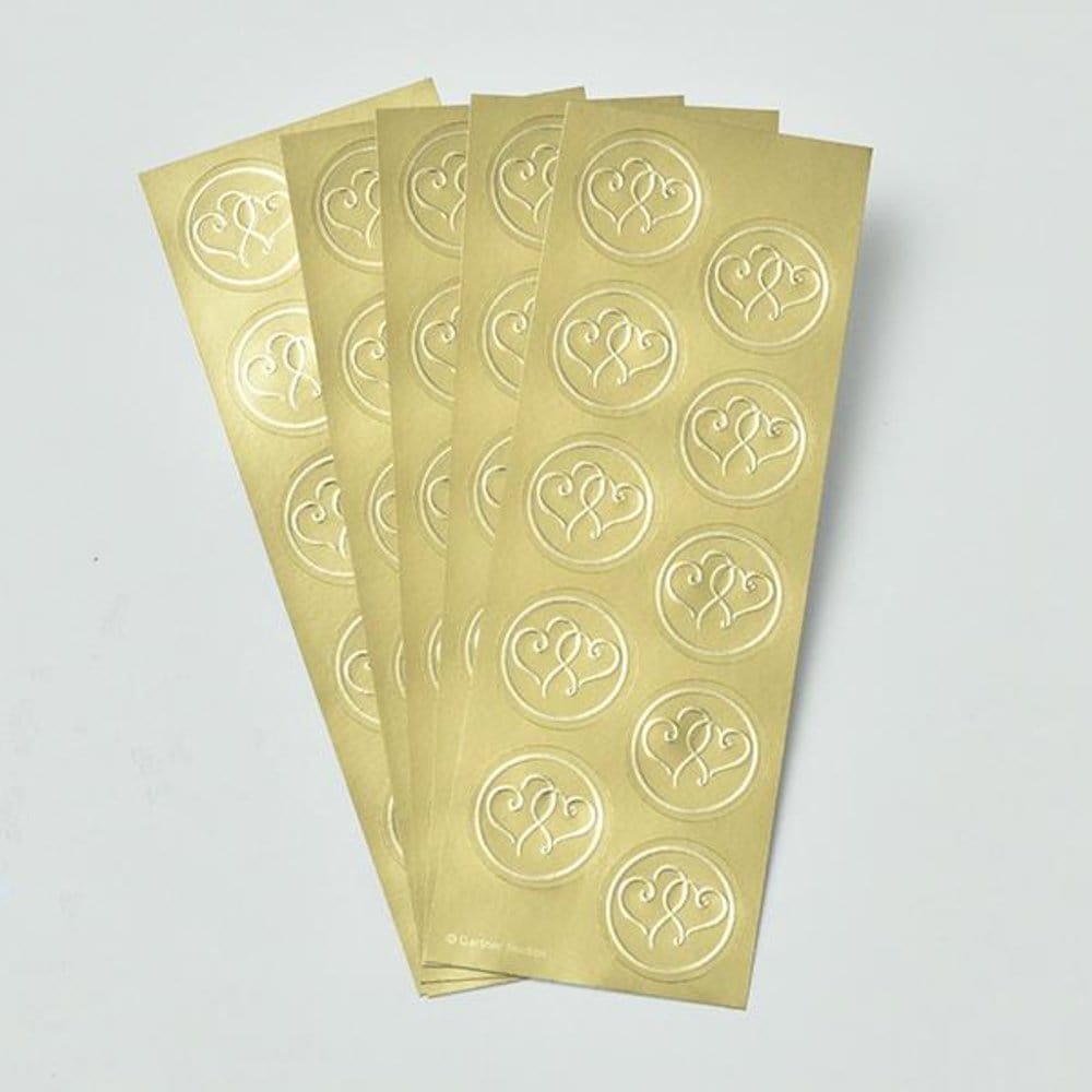 Gold Foil Hearts Seals - 50 Count
