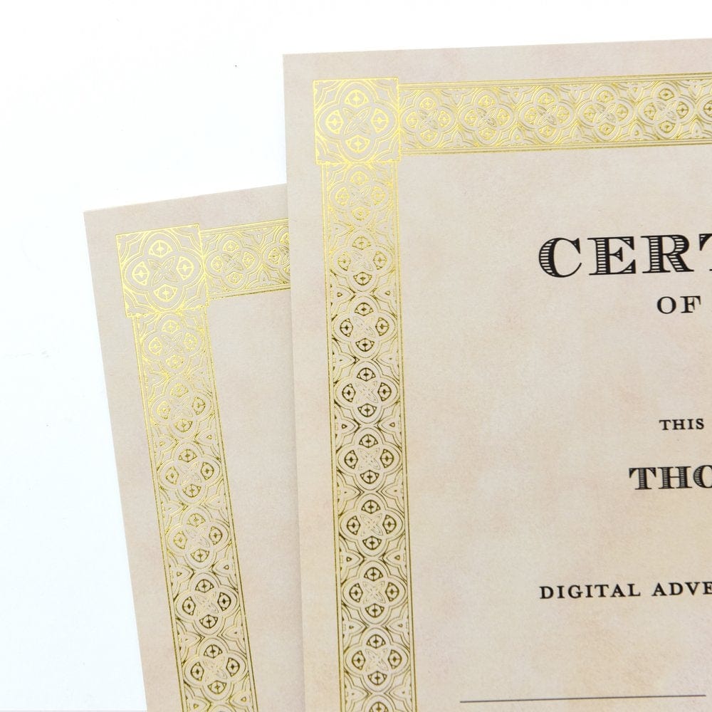 Gold Foil Parchment Certificate Paper- 15 Count Gartner Studios Certificate Paper 77743