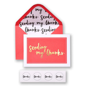 Gold Foil 'sending My Thanks' Thank You Cards & Envelope Seals Gartner Studios Cards - Thank You 28973