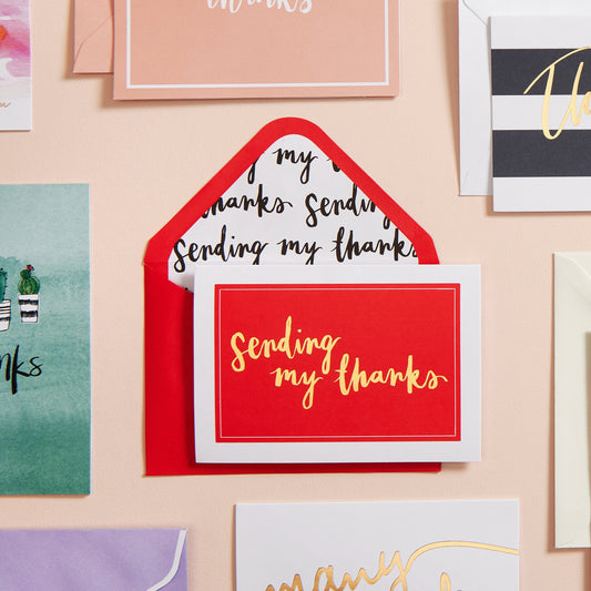 Gold Foil 'sending My Thanks' Thank You Cards & Envelope Seals Gartner Studios Cards - Thank You 28973