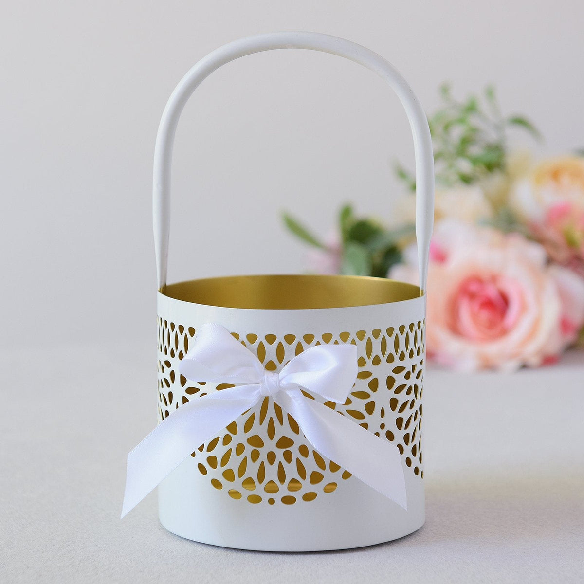 Gold Metal Flower Girl Basket Style Me Pretty Gartner Studios