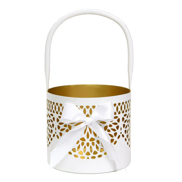 Gold Metal Flower Girl Basket Style Me Pretty Gartner Studios