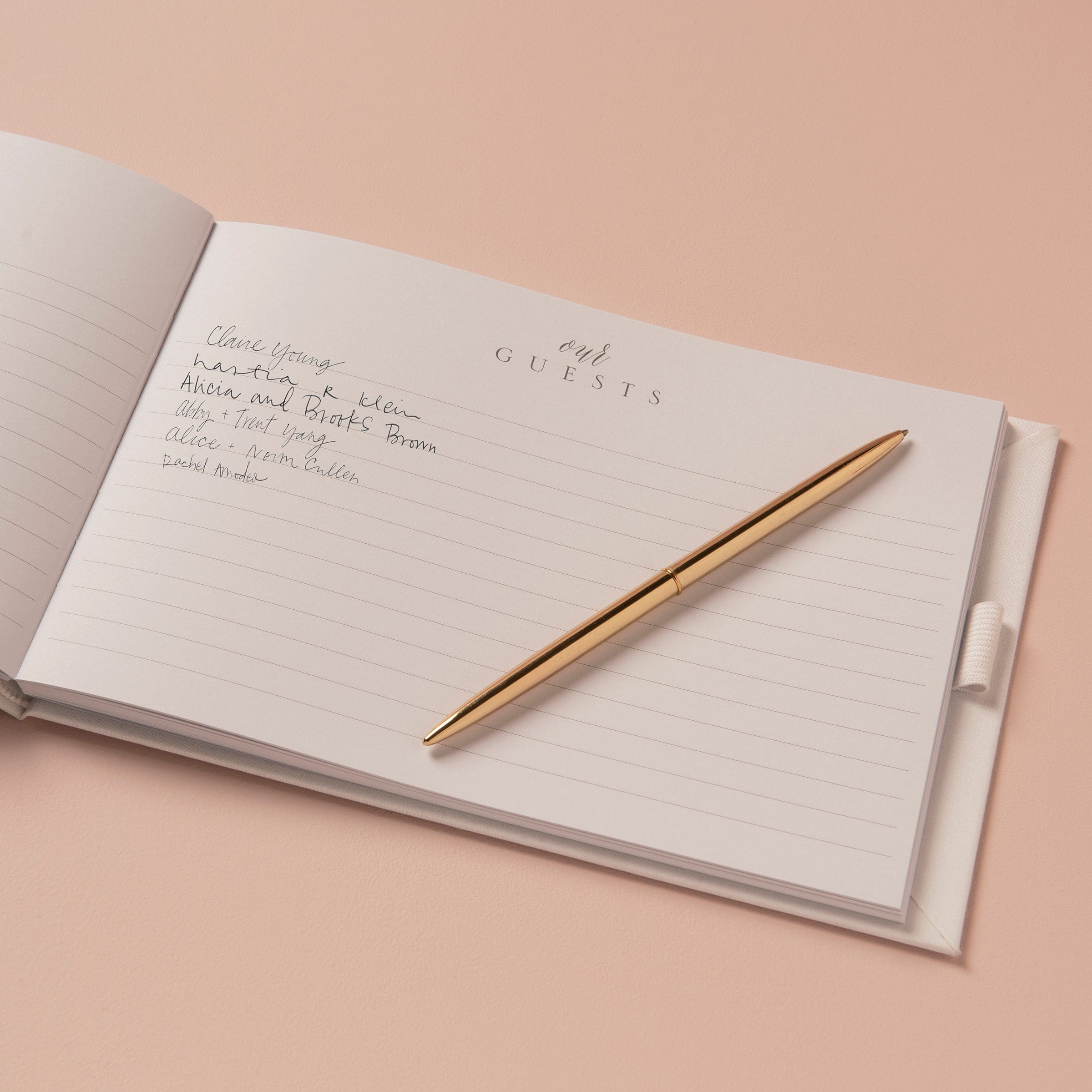 Style Me Pretty Gold & White Guestbook with Pen - Each