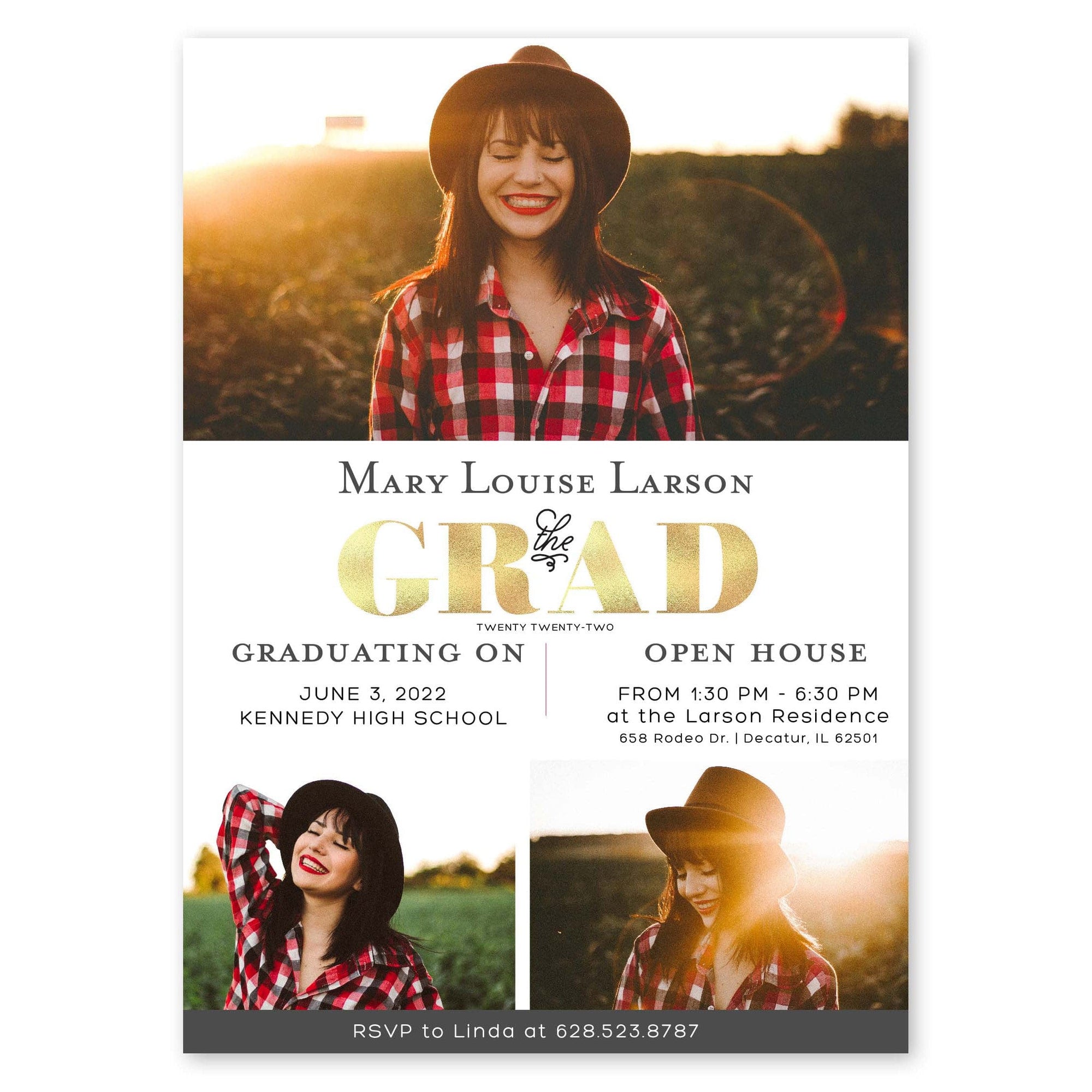 Golden Foil Graduation Announcement Gray Gartner Studios 97657