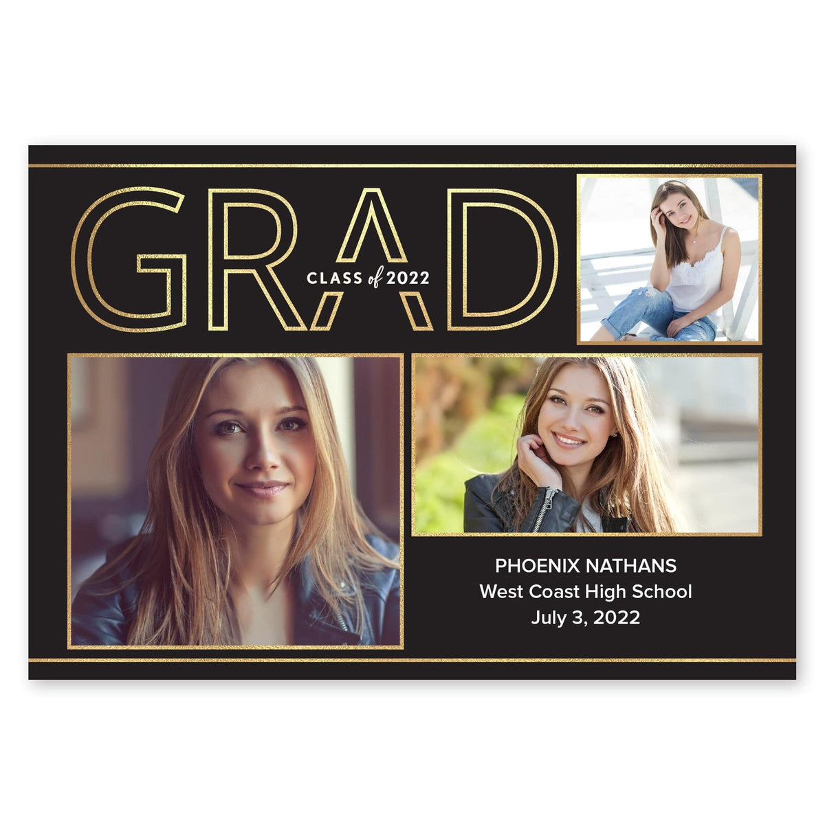 Golden Grid Graduation Announcement Black Gartner Studios Graduation Announcement 97675