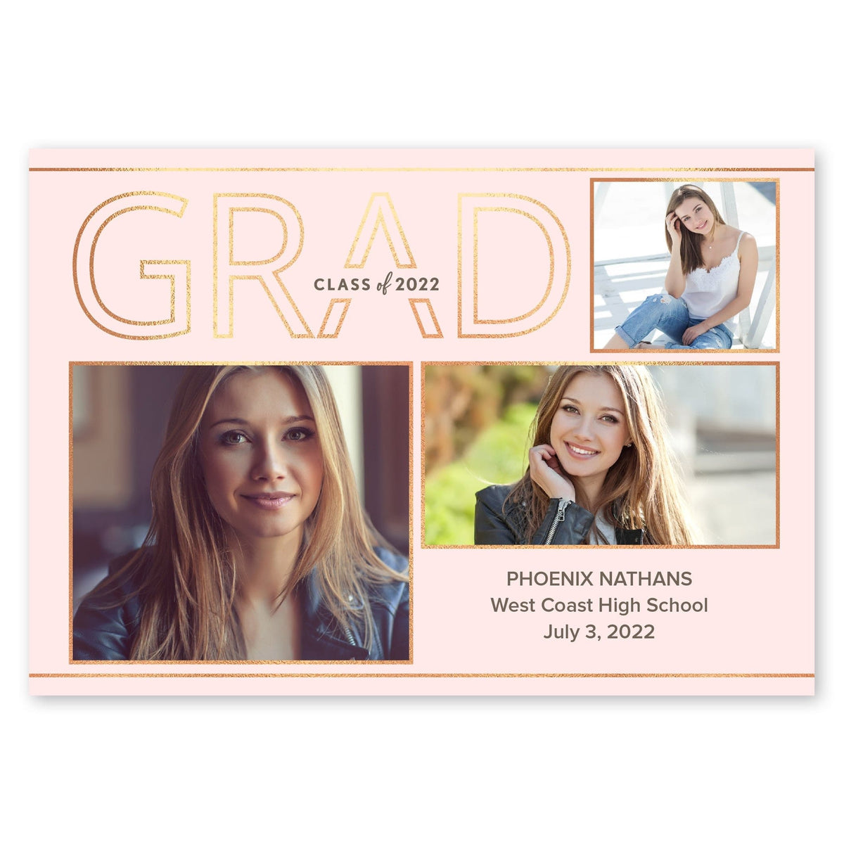 Golden Grid Graduation Announcement Pink Gartner Studios Graduation Announcement 97675