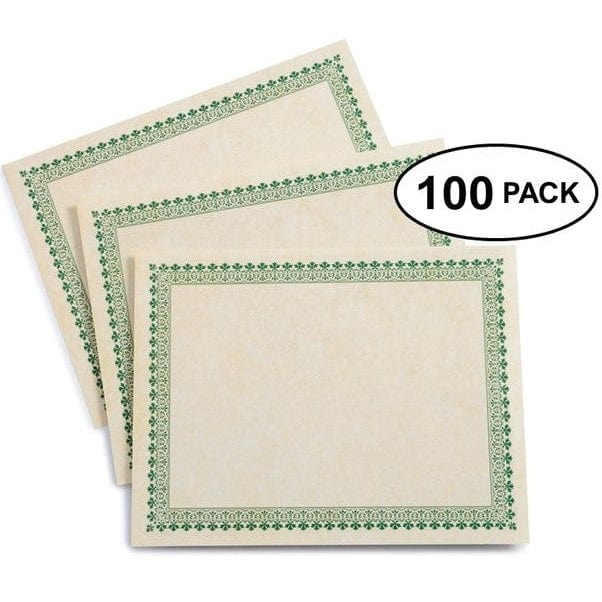 Green Border Paper Certificates - 100 Count Gartner Studios Certificate Paper 74930