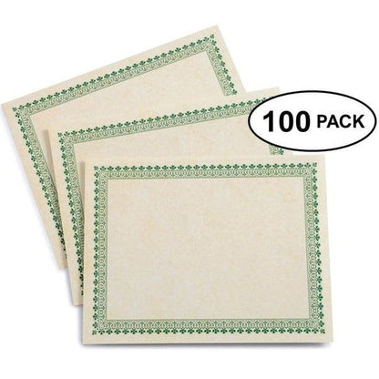 Green Border Paper Certificates - 100 Count Gartner Studios Certificate Paper 74930